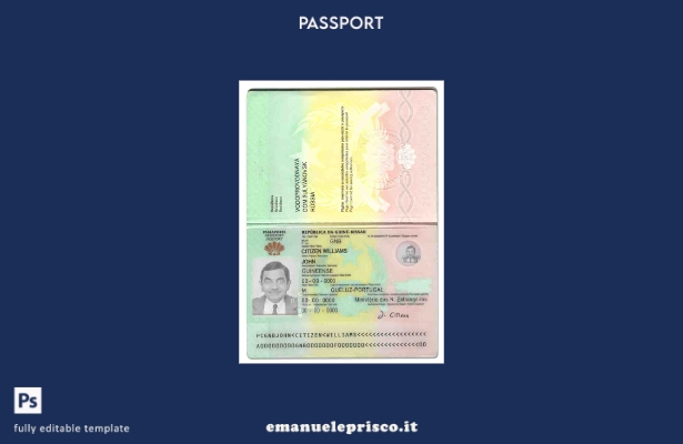 modello di passaporto della Guinea Bissau in stile verificato